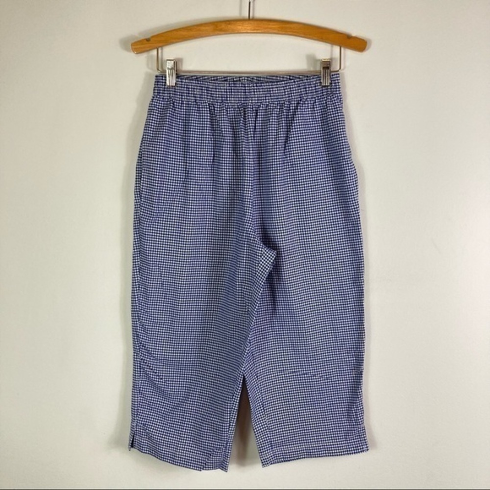 Vintage Shenanigans Blue White Gingham Capris Cropped Pants Size Small